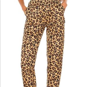 Adam Selman Sport Unisex Workwear Track Pant in Honey Leopard
